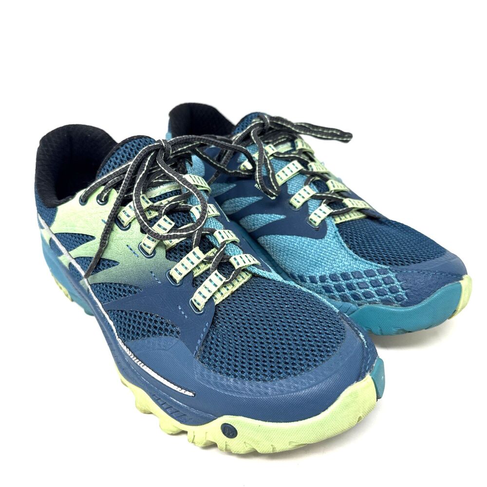 Merrell All Out Charge Trail Running Shoes Womens Sz 9.5 HyperWrap360 Blue Green
